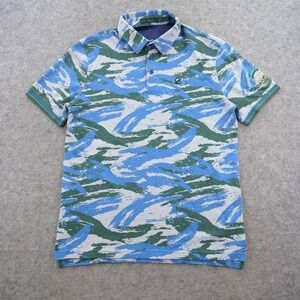 Extracurricular Polo Shirt Mens Large Blue Green Camo Caddyhack Golf Stretch
